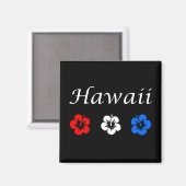 愛国的なハワイアロハ赤白青花 マグネット (正面/裏面)