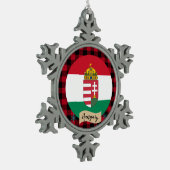 愛国的なハンガリー、バッファローのプレイド、ハンガリー国旗 スノーフレークピューターオーナメント (左)