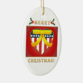 愛国的なハートイエローリボンラウンドオーナメント セラミックオーナメント (右)