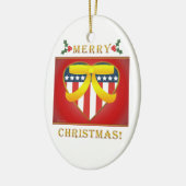 愛国的なハートイエローリボンラウンドオーナメント セラミックオーナメント (左)