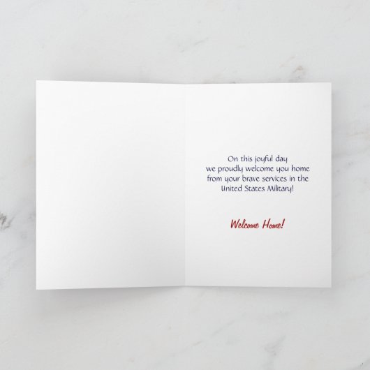 愛国的なハートウェルカムホームグリーティングカード カード (内部)
