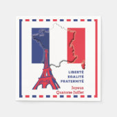 愛国的なバスティーユフランスのー日旗はがき スタンダードカクテルナプキン (正面)
