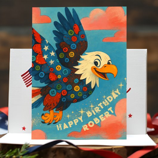 愛国的なバルトイーグルお洒落誕生日 カード