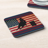愛国的なバレルレーシングアメリカ国旗の馬 コースター (左側)
