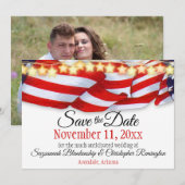 愛国的なバンティングカスタムフォト セーブ・ザ・デート 案内状 (正面/裏面)