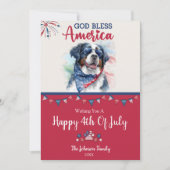 愛国的なバーニーズ・マウンテン・ドッグの7月4日カード シーズンカード (正面)