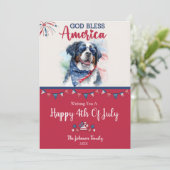 愛国的なバーニーズ・マウンテン・ドッグの7月4日カード シーズンカード (スタンド正面)