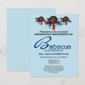 愛国的なバーベキューの上枠ハーフフラワー 招待状 (正面/裏面)