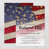 愛国的なバーベキュー | アメリカ国旗の庭でのパーティー 招待状 (正面/裏面)