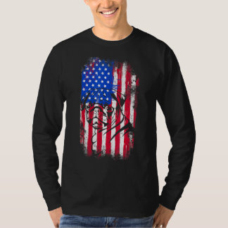 愛国的なパグレトロアメリカンフラッグドッグパパ Tシャツ