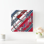 愛国的なパッチワーク スクエア壁時計 (ホーム)