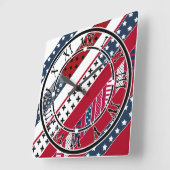 愛国的なパッチワーク スクエア壁時計 (傾斜)