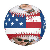 愛国的なパパ父の日アメリカ国旗2の写真 野球ボール (裏面)