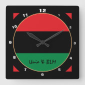 愛国的なパンアフリカ国旗&ユニアのシンボル/デザイン スクエア壁時計 (正面)