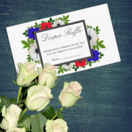 愛国的なパンダアネモネベビーシャワーおむつラッフル エンクロージャーカード