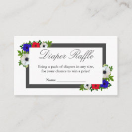 愛国的なパンダアネモネベビーシャワーおむつラッフル エンクロージャーカード