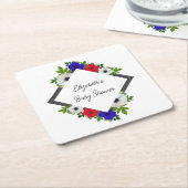 愛国的なパンダアネモネベビーシャワー スクエアペーパーコースター (アングル)