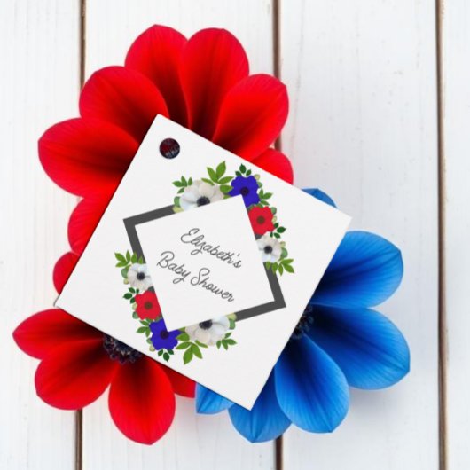 愛国的なパンダアネモネベビーシャワー フェイバータグ