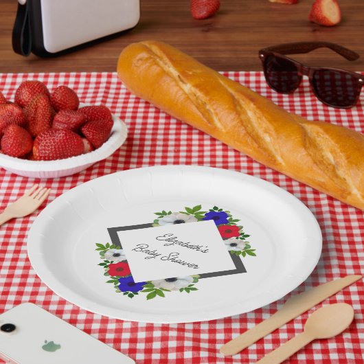 愛国的なパンダアネモネベビーシャワー ペーパープレート (ピクニック)