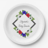 愛国的なパンダアネモネベビーシャワー ペーパープレート (正面)