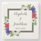 愛国的なパンダ結婚アネモン ストーンコースター (正面)