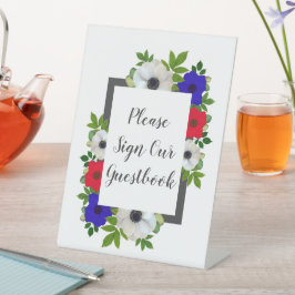 愛国的なパンダ・アネモネのウェディング 台座サイン