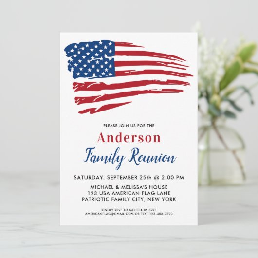 愛国的なパーティーアメリカ国旗の家族懇親会 招待状 (スタンド正面)