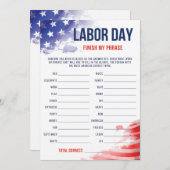 愛国的なパーティーゲーム米国労働日私のフレーズを終了 (正面/裏面)