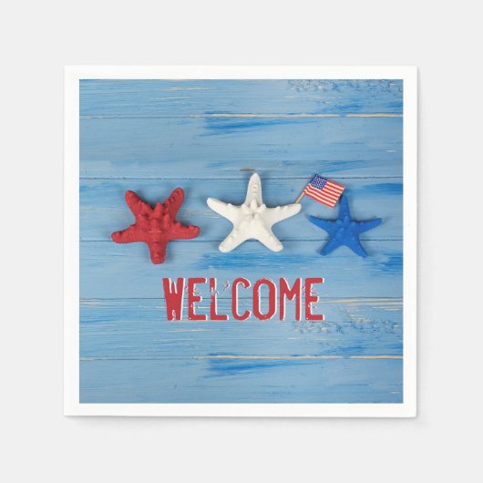 愛国的なヒトデ スタンダードカクテルナプキン (正面)