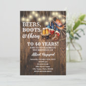 愛国的なビアーズブーツ&応援カントリー誕生日 招待状 (スタンド正面)
