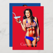 愛国的なビキニフィットネスモデル サンダー_コーブ 招待状 (正面/裏面)