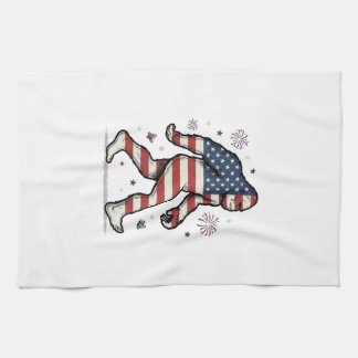 愛国的なビッグフットのヴィンテージの彫刻Tシャツデザイン_1 キッチンタオル