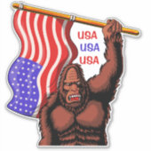 愛国的なビッグフットサスカッチUSAアメリカ国旗 シール (正面)