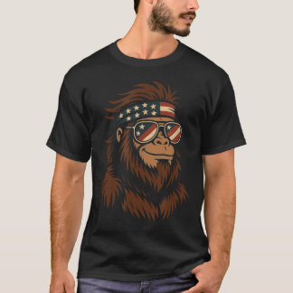 愛国的なビッグフットUSAバンダナサングラス 4th of Tシャツ