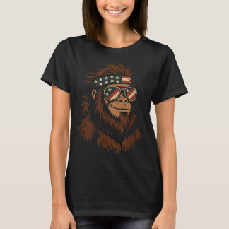 愛国的なビッグフットUSAバンダナサングラス 4th of Tシャツ