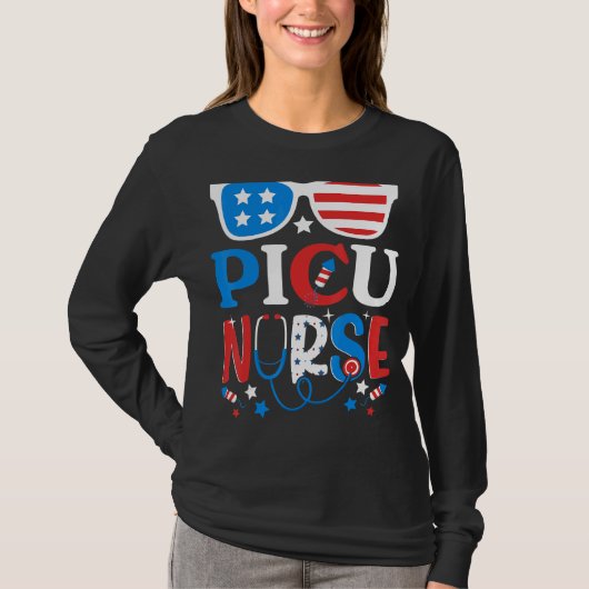 愛国的なピクナース7月の第4日アメリカのサングラス Tシャツ (正面)