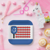 愛国的なピックボール赤白青アメリカ国旗 ペーパープレート (パーティー)