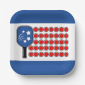 愛国的なピックボール赤白青アメリカ国旗 ペーパープレート (正面)