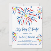 愛国的なピックボール&花火7月4日パーティー 招待状 (正面)