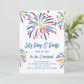 愛国的なピックボール&花火7月4日パーティー 招待状 (スタンド正面)