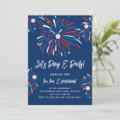 愛国的なピックルボール & 花火 7月4日パーティー 招待状 (スタンド正面)