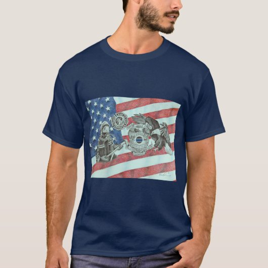 愛国的なファーストレスポンダー Tシャツ (正面)