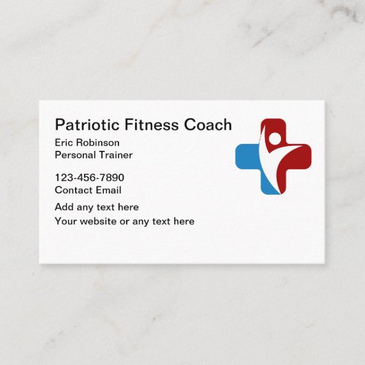 愛国的なフィットネスコーチとトレーナーの名刺 名刺 (正面)
