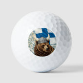愛国的なフィンランド国旗、バイキングベアアールヌーボー ゴルフボール (正面)