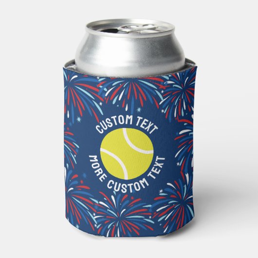 愛国的なフェスティバル花火テニスプレーチーム 缶クーラー (缶正面)