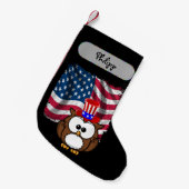 愛国的なフクロウ·クリスマス·ストッキング スモールクリスマスストッキング (正面 (吊り時))