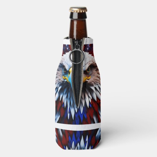 愛国的なフラクタルイーグルズティー ボトルクーラー (ボトル裏面)