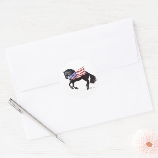 愛国的なフリシア州馬の国旗 ラウンドシール (封筒)