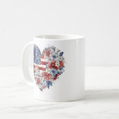 愛国的なフローラハートマグ コーヒーマグカップ (正面左)