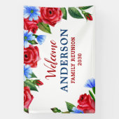 愛国的なフローラパーソナライズされた赤白青パーティー 横断幕 (縦)